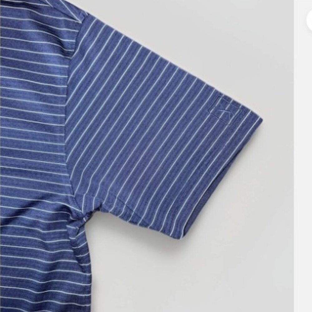 PGA TOUR Men's Blue with White Pinstripes Golf Polo Shirt Size Large Polyester - Picture 5 of 6